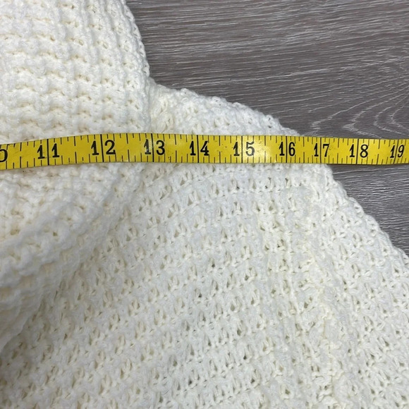 Cream Cowl Neck Chunky Sweater Wooden Buttons Surplice Front M/L - Picture 9 of 15